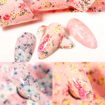 

Flowers Butterflies Nail Foils Set Spring Transfer Stickers Holographics Decals Papers Marble Design Wraps Nail Art Decorations