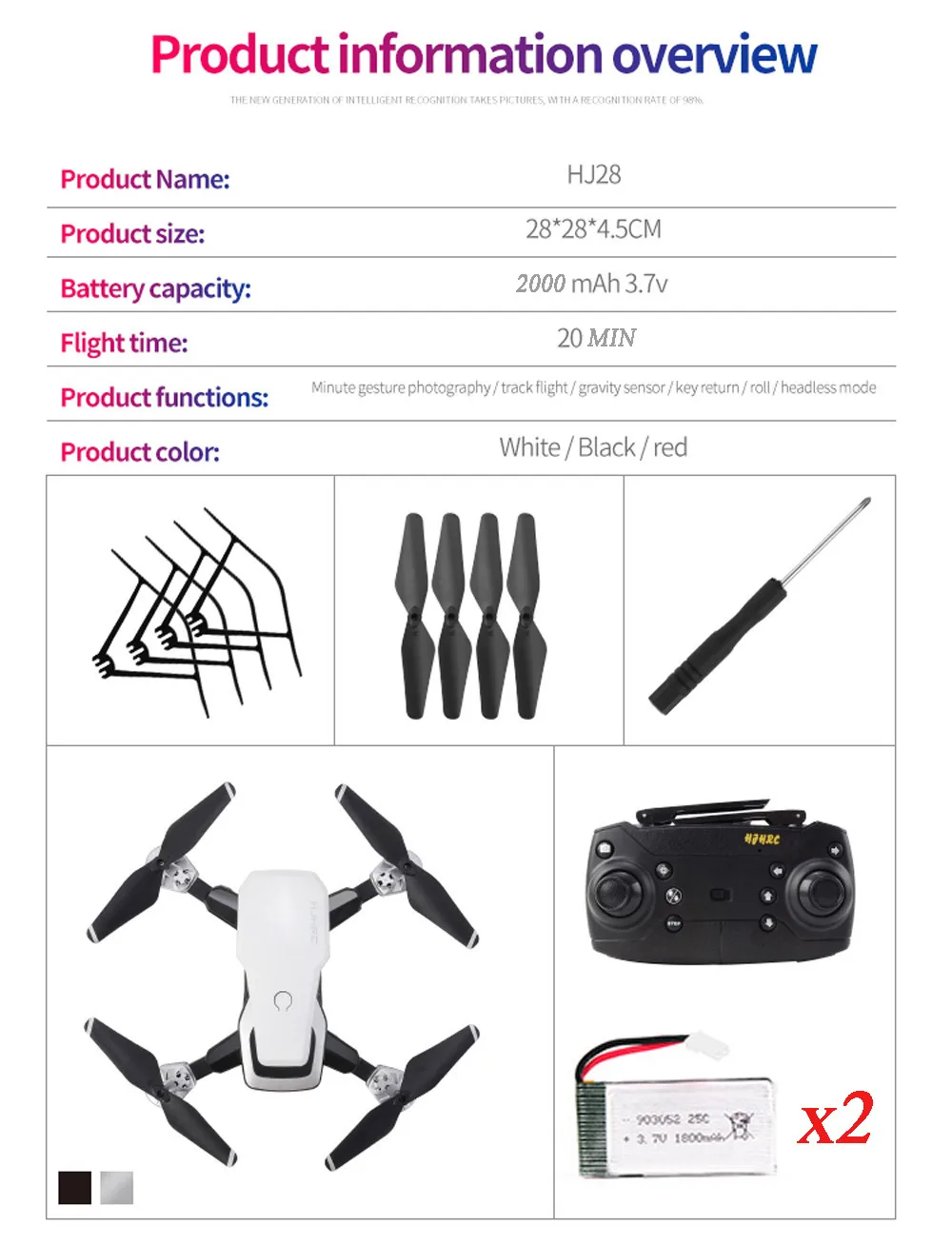 HJ28 Дрон 5.0MP 1080P Камера Wi-Fi FPV двойной Батарея Складная 6-Axis Gyro RC Quadcopter RC геликоптер Дрон с Камера HD