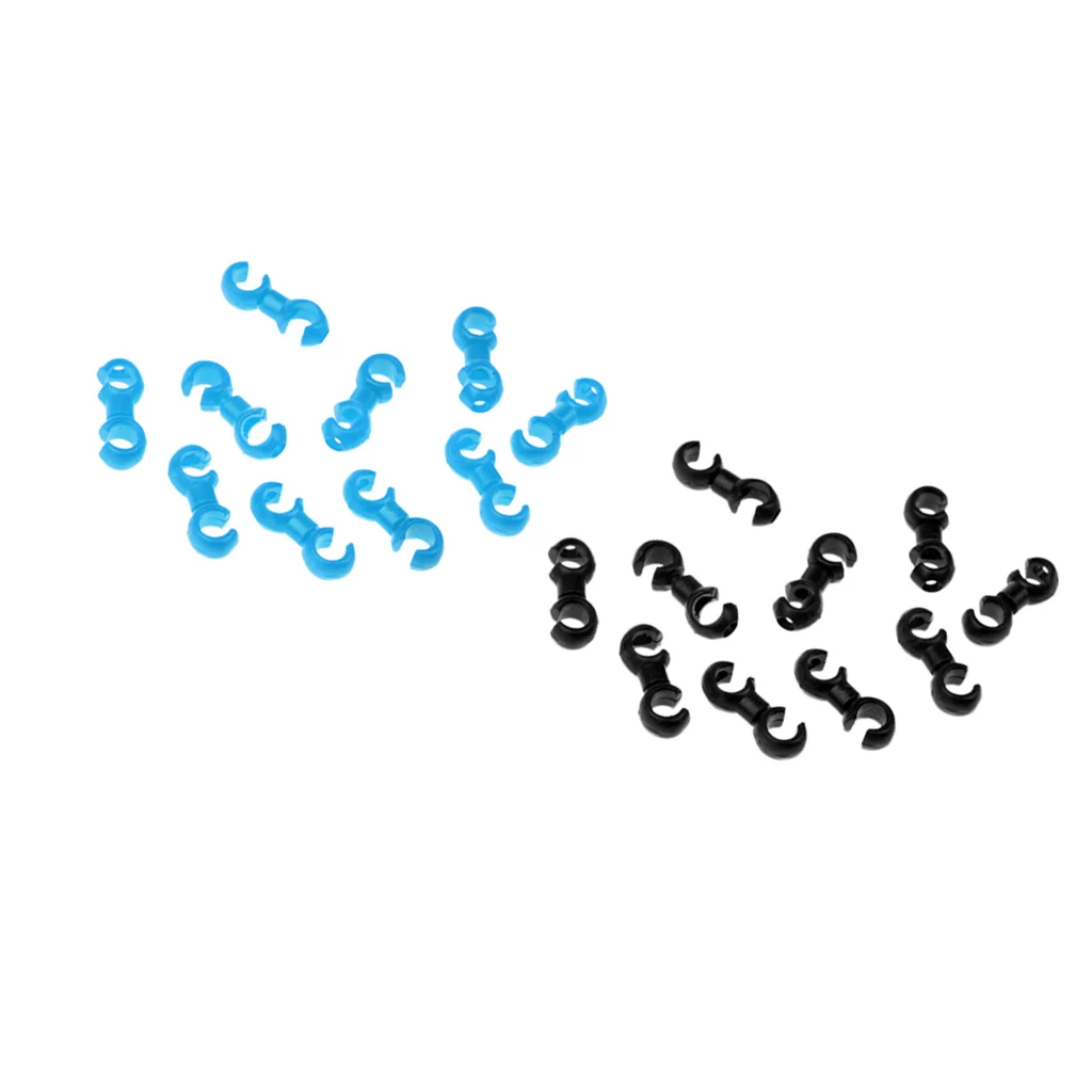 20Pcs S-style Cable Clips, Cycling Bike Bicycle Buck Holes Brake Gear Housing Guides - Black,Blue