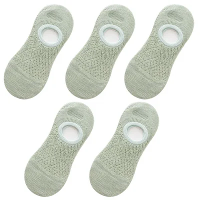 5 Pairs/Set Women Silicone non-slip invisible Socks Summer Solid Color Mesh Ankle Boat Socks Female Cotton Slipper No show Socks warm socks for women Women's Socks