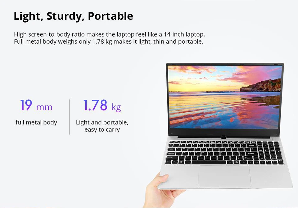 VORKE ноутбук 15 ноутбук Intel Core i5-8250U полностью металлический корпус 15,6 ''ips 1920*1080 Windows 10 8GB DDR4 256GB SSD ноутбук