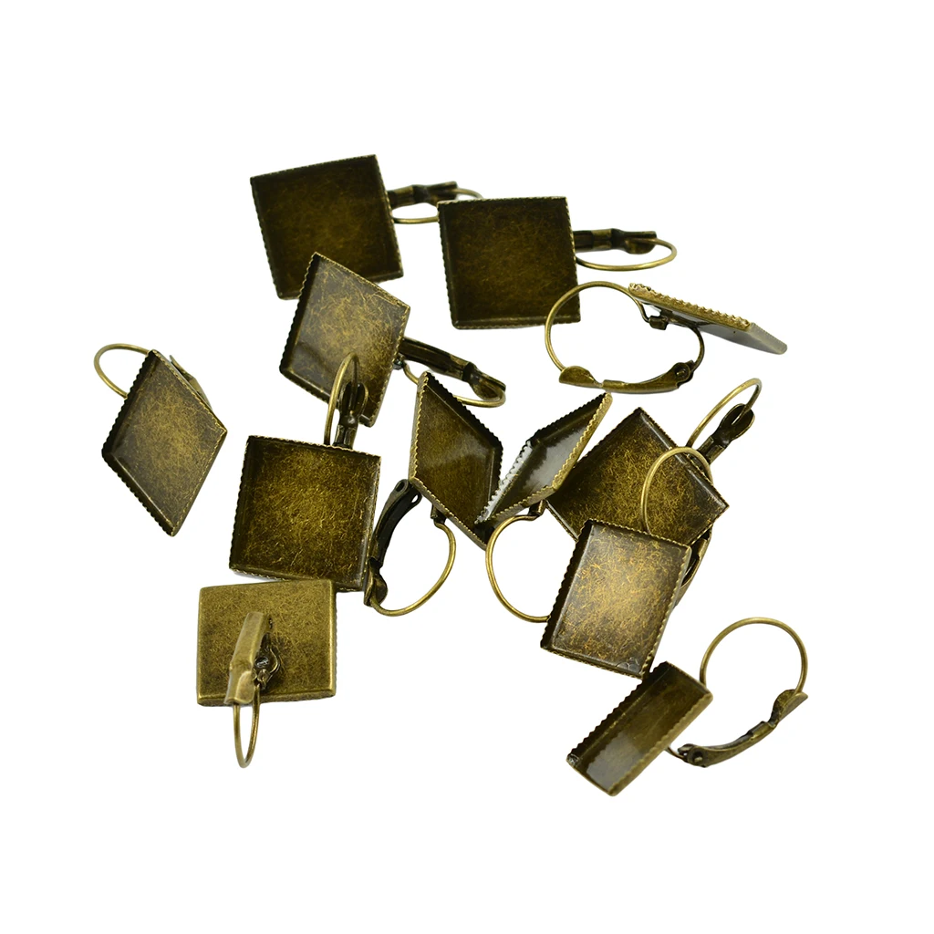 

6 Pairs Vintage Bronze Blank Square Flat Pads For Clip On Earrings 16mm