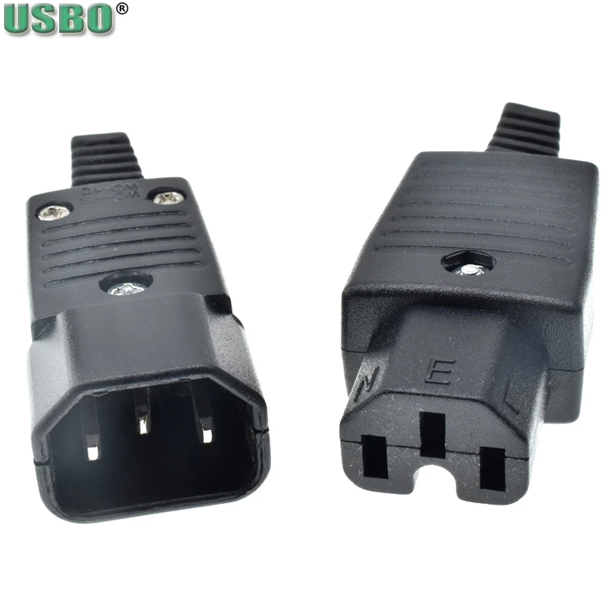 黒の銅製電源コネクタ,ce,iec320,c13,c14,c15,ups,pdu,再利用可能なケーブル,オス,メス,ac,10a
