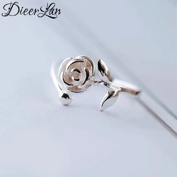 

Hot Sale 925 Sterling Silver Rose Flower Ring Female Big Large Retro Vintage Gothic Women Jewelry Rings