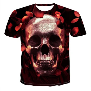 

2020 new fashion fear skull t-shirt 3D printed pocket short sleeve T-shirt Harajuku style street top T-shirt