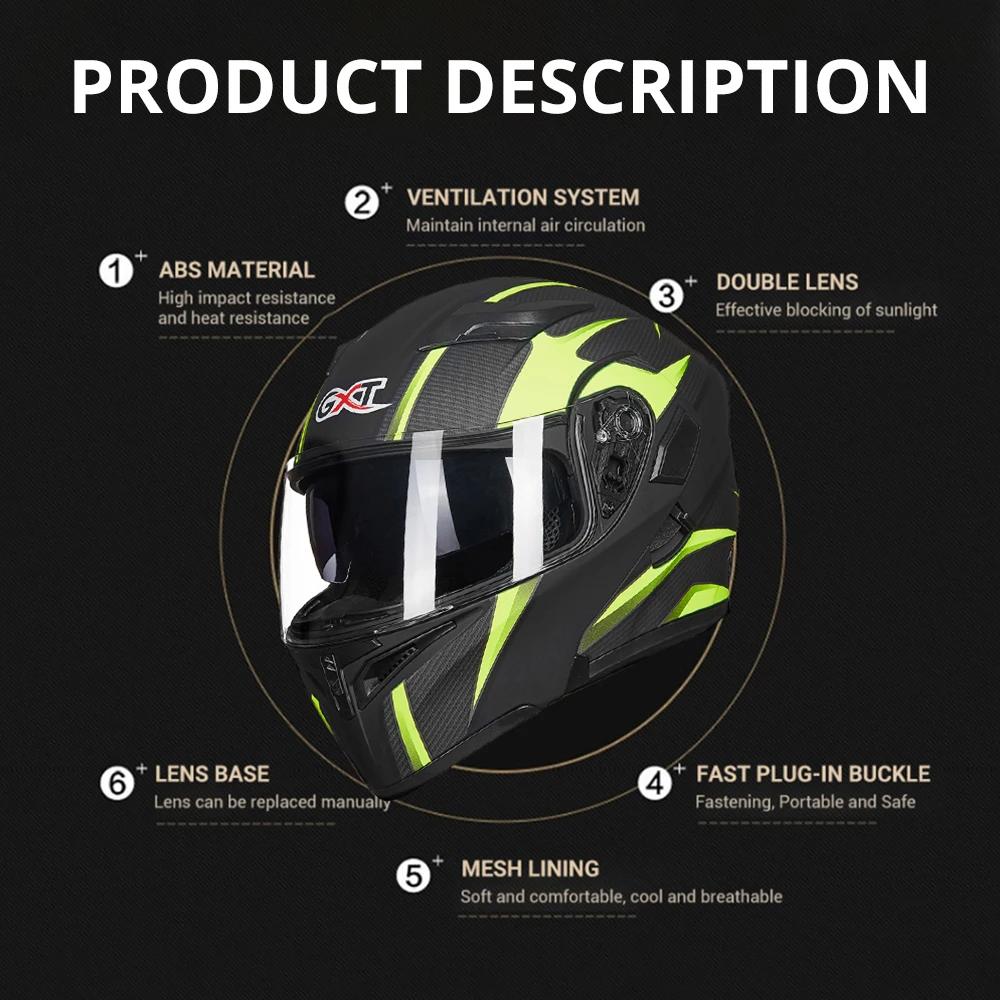 GXT New Motorcycle Helmet Flip up Motocross Helmet Capacete da Motocicleta Cascos Moto Casque Doublel lens Racing Riding Helmet