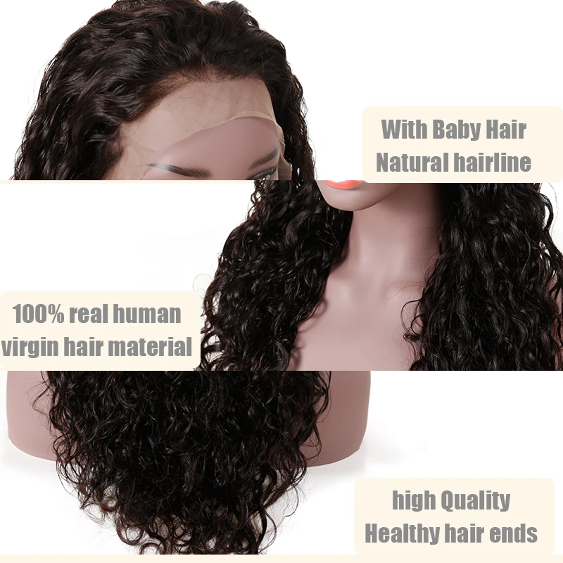 Али Фуми queen естественная волна 13x4 Синтетические волосы на кружеве человеческих волос парики с ребенком волос для черных Для женщин