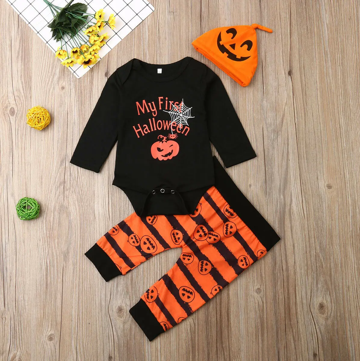 My First halloon/комплекты одежды для новорожденных мальчиков и девочек, комбинезон, штаны, шапки, одежда для детей от 0 до 24 месяцев