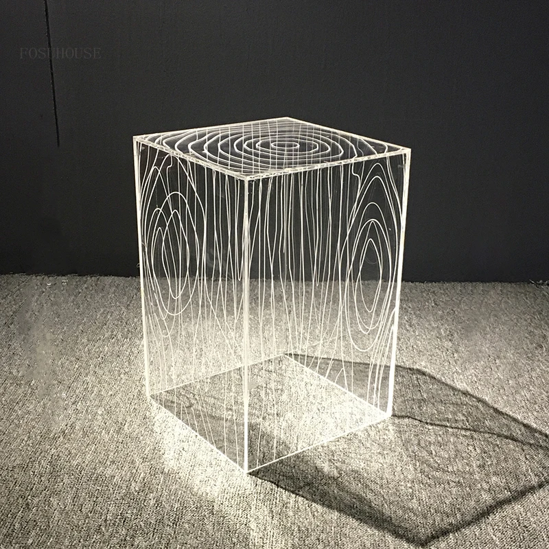 Nordic Cafe Tables Transparent Acrylic Living Room Furniture Designer Side Table Home Art Tea Table Coffee Shop Creative