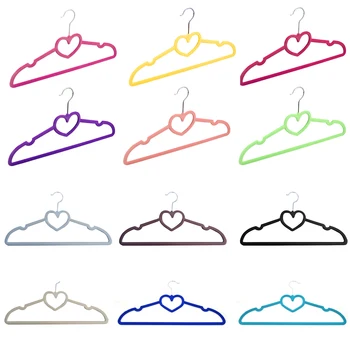 

Pack of 10 Non-Slip Ultra-Thin 360 Degree Swivel Flocked Adult Clothes Hangers with Heart Tie Bar, Notched Shoulders for Garment