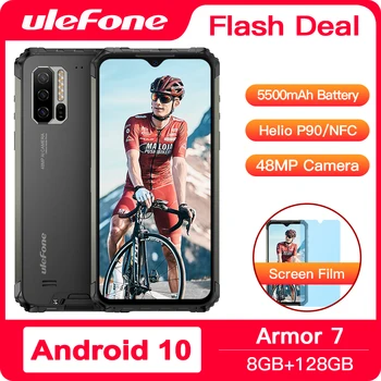 Перейти на Алиэкспресс и купить Ulefone Armor 7 Android 10 прочный телефон водонепроницаемый смартфон NFC Helio P90 5G WIFI 6,3 ''8 ГБ + 128 ГБ 48MP 5500 мАч мобильный телефон