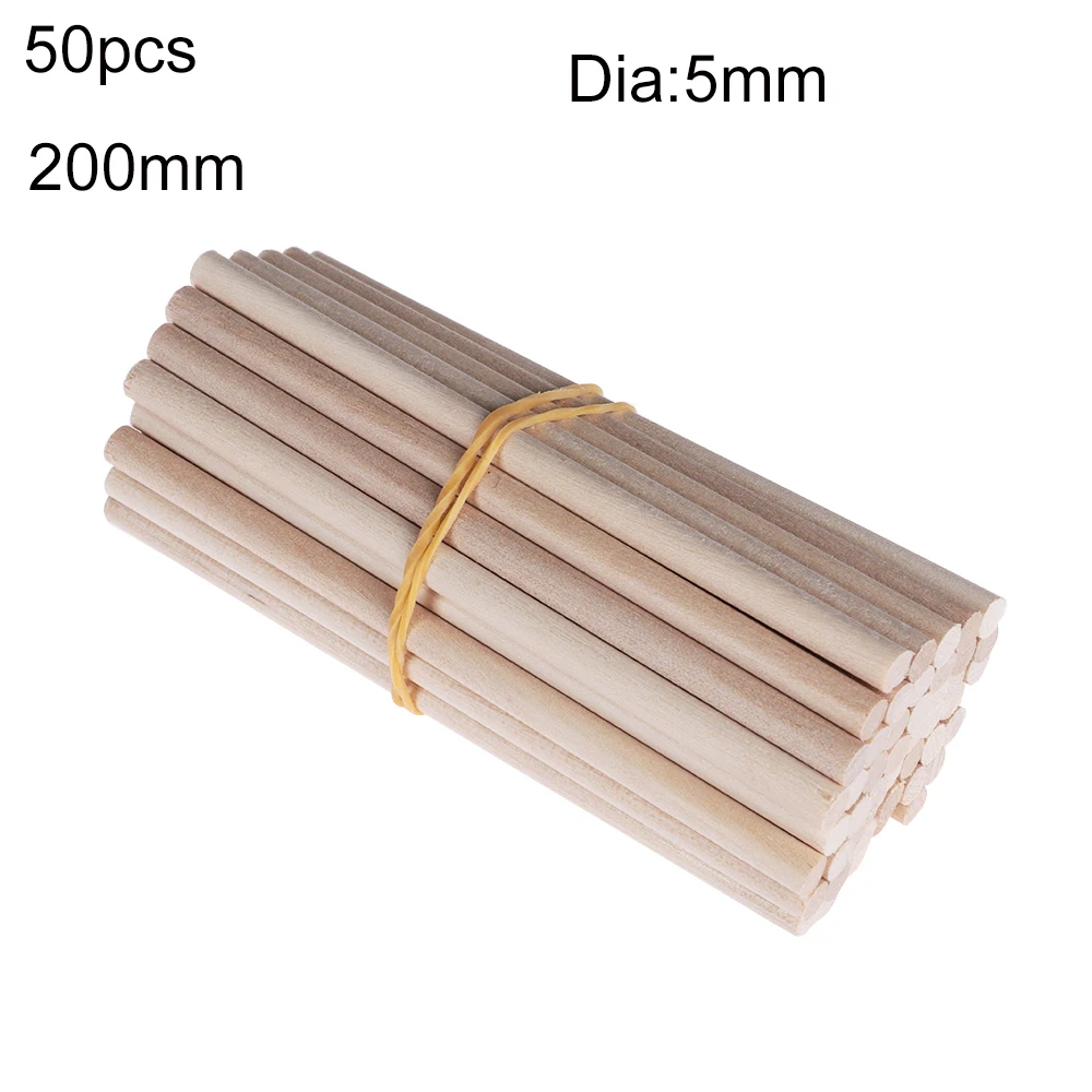 50pcs Pine Round Wooden Rods Counting Sticks Educational Toys Building Model Woodworking DIY Crafts Kids Favor Children Gifts - Цвет: 50pcs-200x5mm