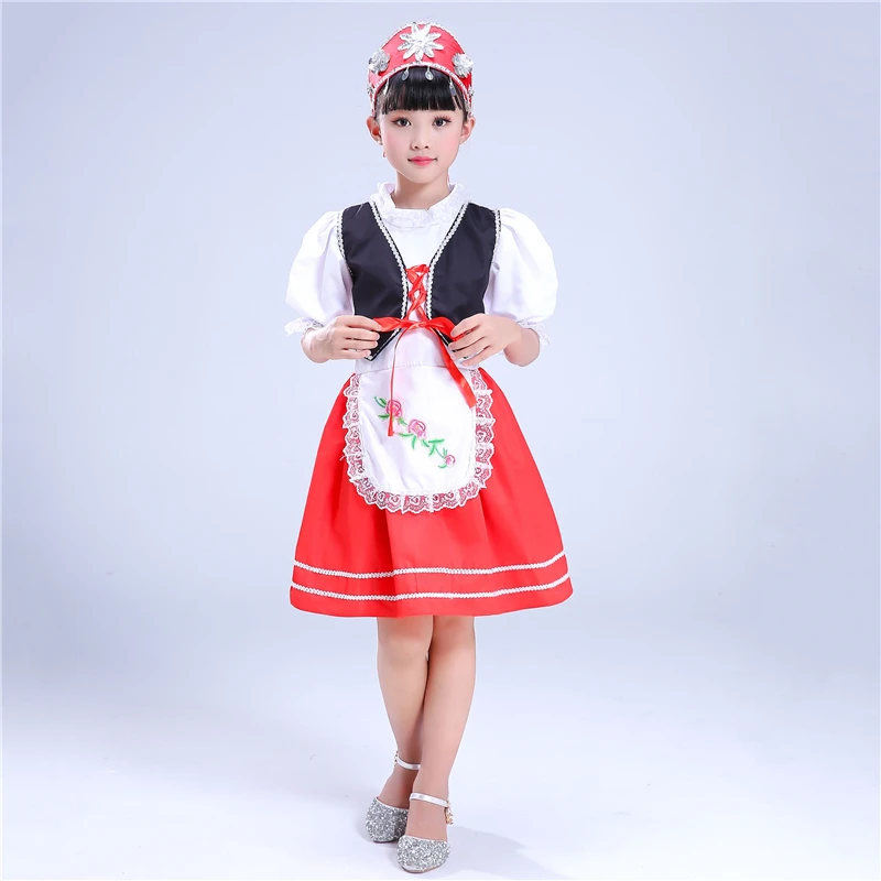 Детская одежда для национального выступления в русском стиле, современные костюмы для народных танцев для мальчиков и девочек, детские вечерние платья принцессы для китайских танцев - Цвет: Color 1