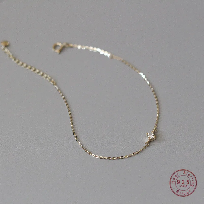 

925 Sterling Silver Exquisite Crystal 14k Gold Bracelet Women Classic Temperament Party Jewelry Accessories Girlfriend Gift