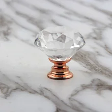 Напрямую от производителя продавая Кристальные алмазные ручки 30 мм розовое золото основание одно отверстие Ручка ящика Место происхождения поставка хорошего