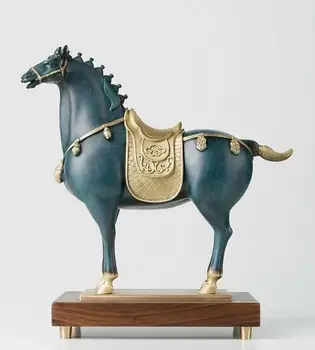 

China Modern Art Pure Brass Copper Hand Painting Lucky Horse Tang Ma Sculpture