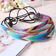 Etnische Boho Borduurwerk Hoofdbanden Bezel Braid Elastische Haarbanden Bohemian Rubberen Hoofd Bands Vrouwen Meisjes Vintage Haar Accessoires(China)