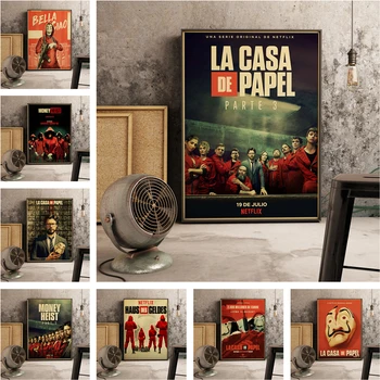 

Spanish suspense movie La casa de papel retro style Canvas poster banknote house wall art Room Home decoration posters a741