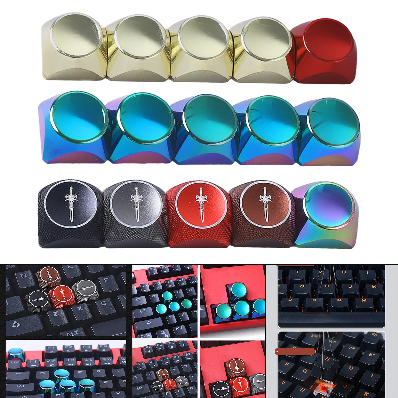 5 Keys Keycaps Set Aluminium Alloy KeyCaps ESCDirection keycaps ESC