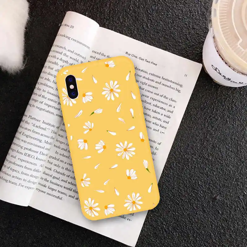 

Jaomax Daisy Flower Soft TPU Phone Cases For iphone 11 XS Max XR 6S 7 8 Plus Clear Yellow Silicon Back Cover