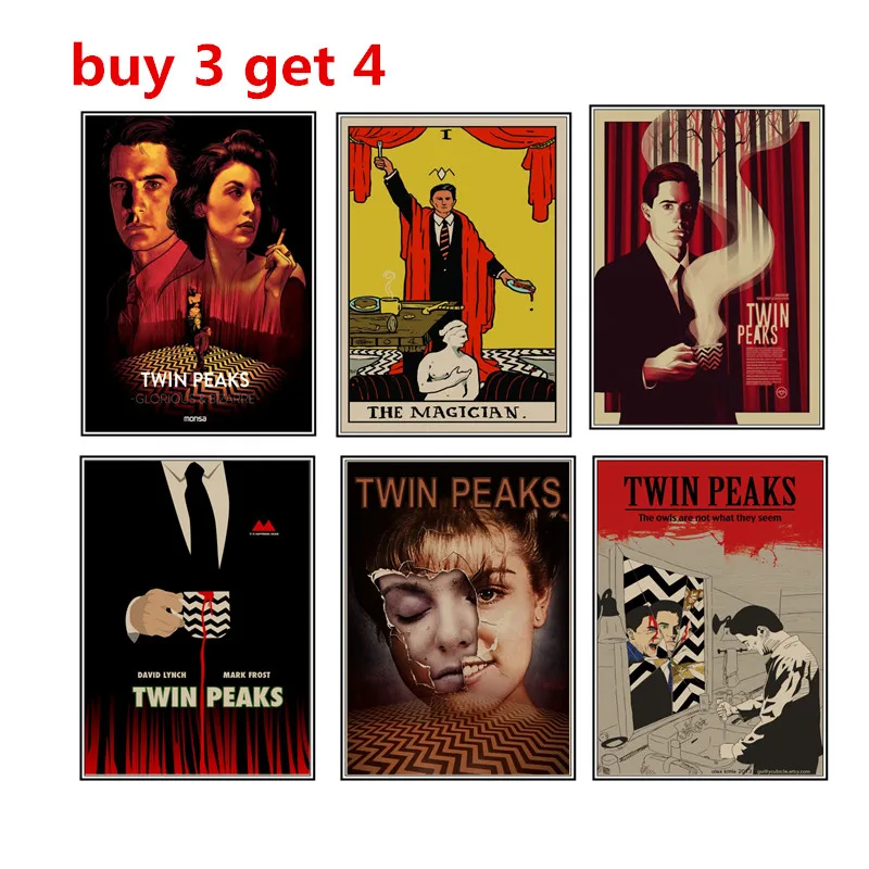 Настенная Клейкая Пленка Twin Peaks ВИНТАЖНЫЙ ПЛАКАТ в стиле ретро из крафт бумаги