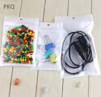 

100pcs White/Clear Self Seal Zipper Plastic Retail Packaging Pack Poly Bag Ziplock Zip Lock Jewelry earphone candy Storage Bag