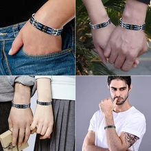 Титановый тоннель мужской браслет Шарм двойной ряд облегчение боли Мода День Святого Валентина магнитный терапевтический браслет