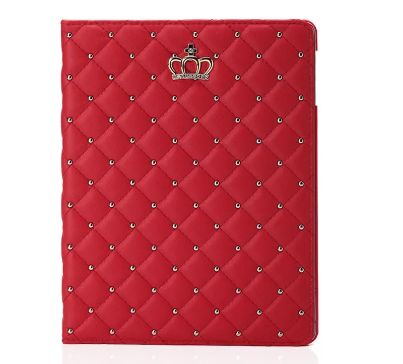 Для ipad mini 4 корона Алмаз кожаный чехол для Apple ipad mini 4 чехол для планшета Стенд мягкий кожаный чехол оболочка-+ пленка - Цвет: Red