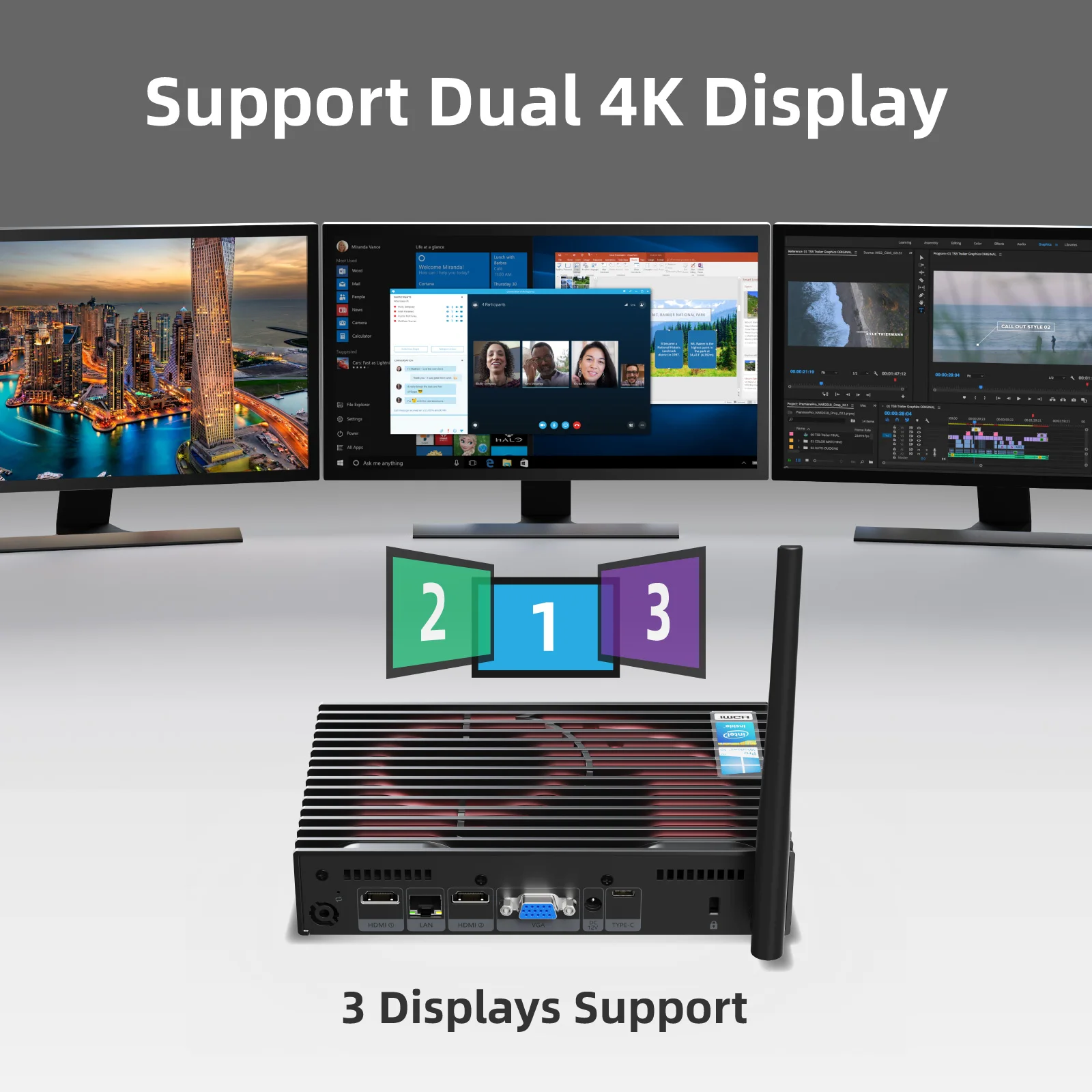 MeLE Triple 4K Display Mini PC - Intel Celeron J4125 Quad Core, 8GB DDR4, 128GB eMMC, 2xHDMI, 1xVGA, 4xUSB 3.0 - Small Gaming Computador Description Image.This Product Can Be Found With The Tag Names Barebone Mini PC, Computer Office, Mini pc