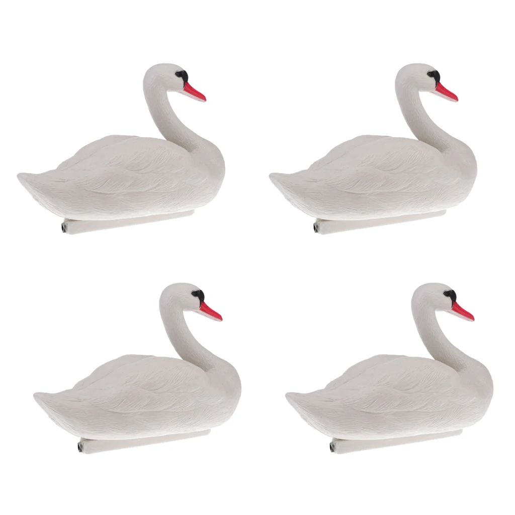 Pack of 4 Floating Swan Hunting Decoys Garden Decoration Scarecrow, Land or Water Use
