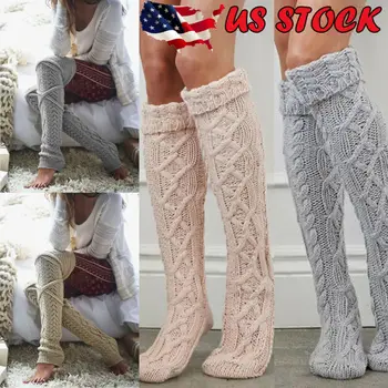 

Women Crochet Knitted stocking Leg Warmers Boot Cover Lace Trim Legging