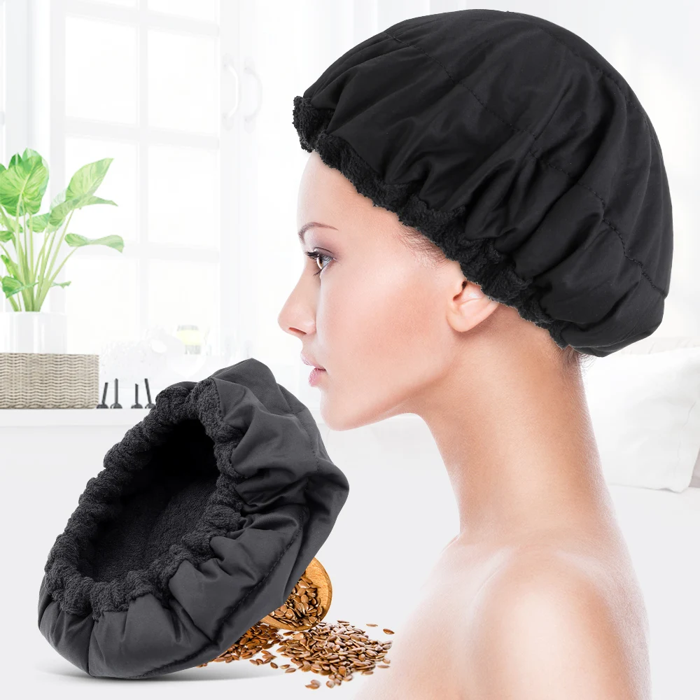 Bonnet de soin des cheveux aux graines de lin, séchage à la vapeur, sèche- cheveux à micro-ondes, nourrissant, bonnet huilant, thermique, spa à  domicile, huile de bain, masque capillaire - AliExpress