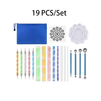 

19PCS Mandala Dotting Tools Set Pen Dotting Tools Mandala Stencil Ball Stylus Paint Tray for Painting Rocks, Coloring, Drawing