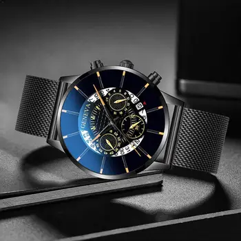 

GENEVA Military Mens Stainless Steel Wrist Watch Casual Quartz Analog Watch Date M1P3