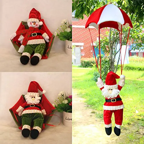 

CYNDIE Hot Sale New 1x Santa Claus Coming with Parachute Vintage Christmas Gift Decor Tree Ornament Green Santa Claus