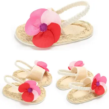 

2020 New Baby Infant Kids Girl Rattan Sole Crib Sandals Toddler Newborn Flower Shoes Soft Band Sandals 0-18M