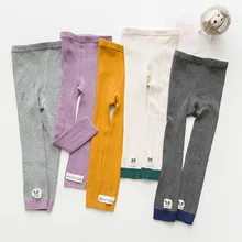 Новые стильные колготки для маленьких девочек 2, 3, 5, 8 лет, 9 точек, лоскутные колготки с буквенным принтом, хлопковые чулки с двумя иглами