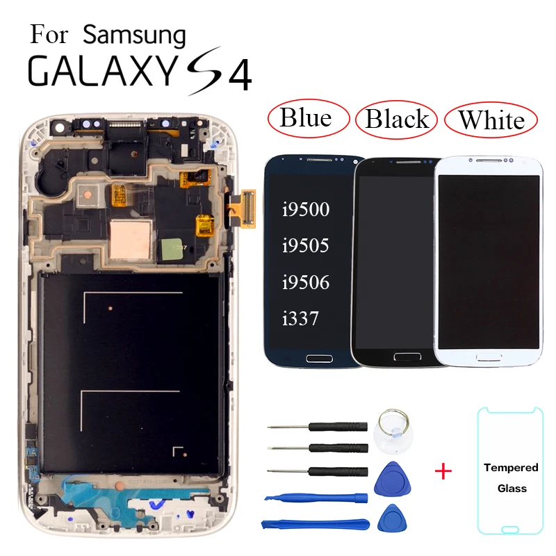 Супер AMO ЖК дисплей для SAMSUNG Galaxy S4 с рамкой GT i9505 i9500 i337 i9506 i9515 сенсорный экран