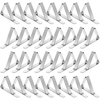 

Tablecloth Clips 32 Pack Stainless Steel Table Cover Clamps Skirt Clips for Home Kitchen Restaurant Picnic Tables