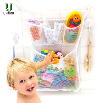 

UNTIOR Infant Bathing Hanging Organizer Children Bathroom Mesh Bags Kids Toys Tidy Bag Net Baby Bath Toy Storage Suction Cup Bag
