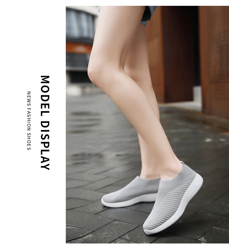 Flat Shoes Women Sock Sneakers Fashion Ladies Slip on Loafers Spring Vulcanize Shoes Female Air Mesh Sneakers Tenis Feminino