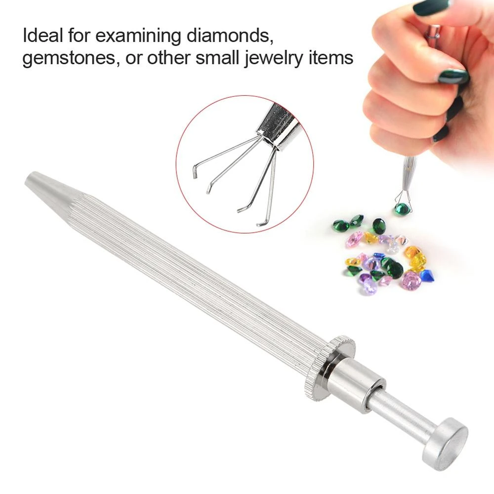 Jewelry Bead Gem Holder Pick Up Tool Diamond Gems 4 Prong Tweezer