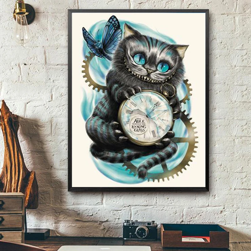 Чеширский кот Алиса Алмазная картина Страна Чудес вышивка крестиком Мозаика подарок домашний декор XU