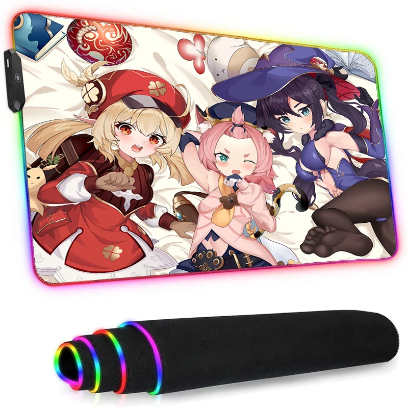 Led Mousepad Rgb Anime Tattoo Genshin Impact Mat Magic BattleTiger Gaming Company Longteng Dedales Gamer Luminous Rug