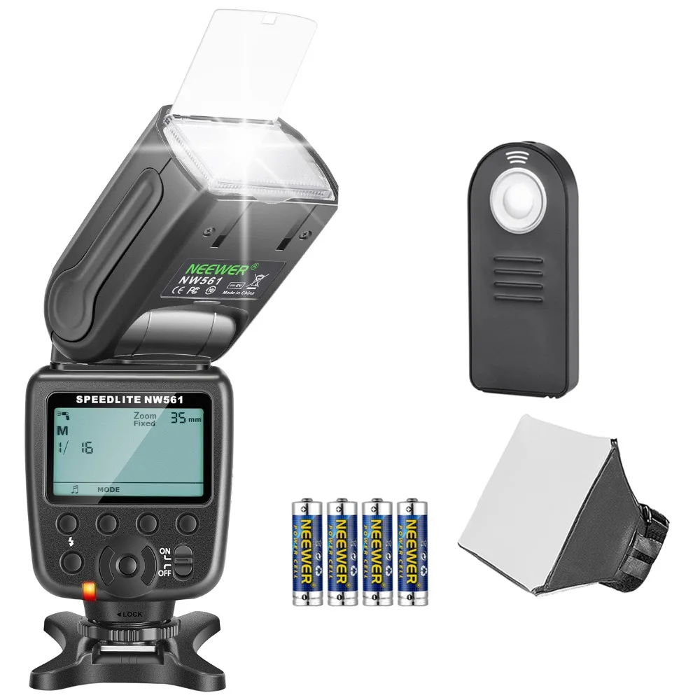 Набор для вспышки Neewer NW561 Speedlite для камеры Canon Nikon Olympus Fujifilm DSLR, включает: NW-561 вспышка+ Рассеиватель Вспышки+ пульт дистанционного управления
