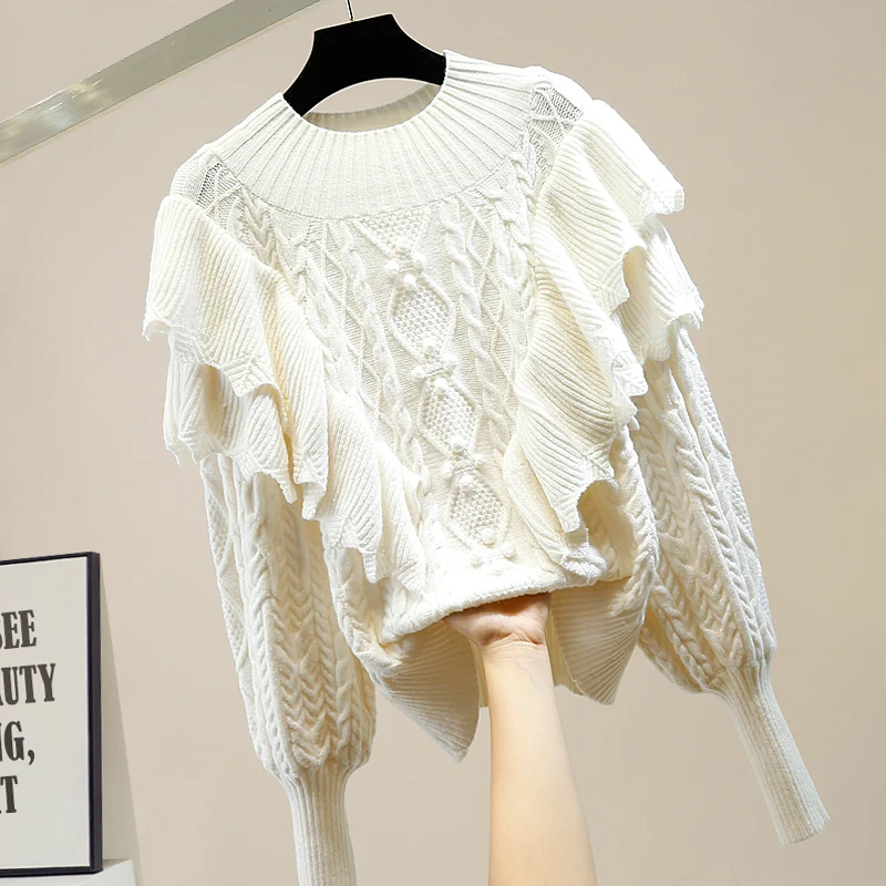 2020 Fall Winter Vintage Sweater Women Lantern