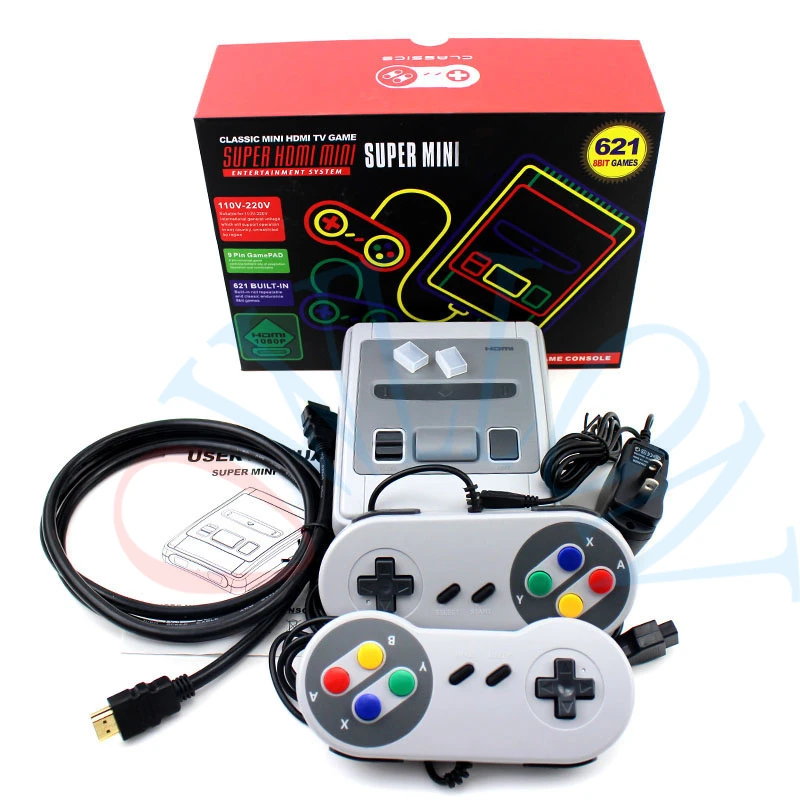Супер Мини HD семейный ТВ 8 бит SNES игровая консоль Ретро Классический HD выход ТВ Портативный игровой плеер встроенный 621 игр