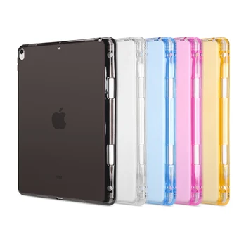 

for iPad 10.2 2019 Case with Pencil Holder Transparent Silicone TPU Soft Back Shell Thin Cover for iPad 7th Generation 2019
