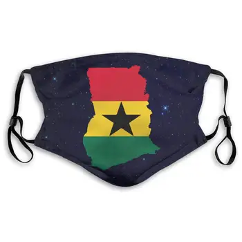 

Black Power Ghana Flag Mouth Cover Mask with PM2.5 Filters 5 Layers of Protection for Men Women