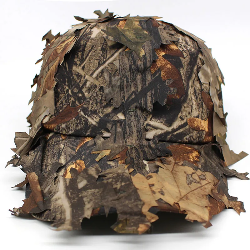 3D Bionic Camouflage Hat Outdoor Hunting Cap Jungle Forest Hiding Blind Leaves Sniper Hat Fishing Bird Watching Camo Cap